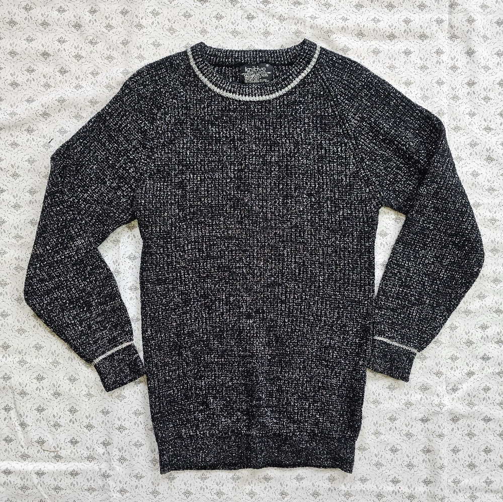 Knitivo Metallic Silver & Black Vintage Sweater